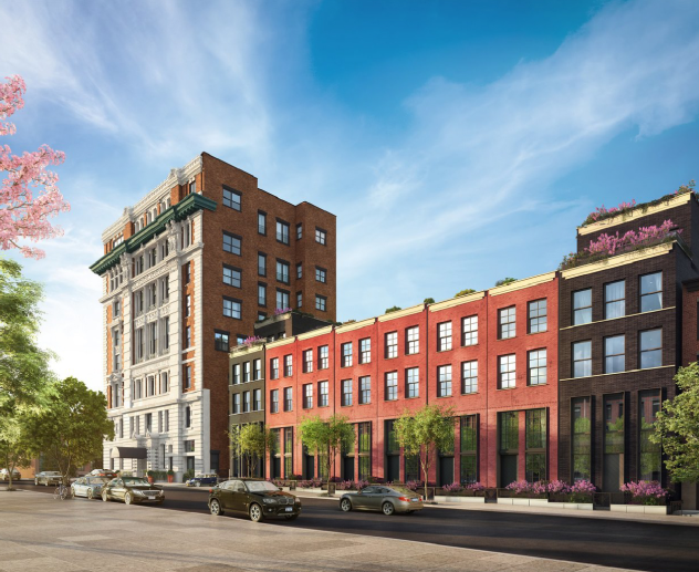 Investment growth chart with NYC skyline background